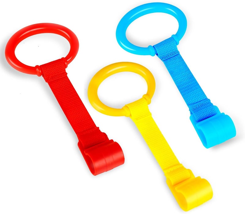 Rindion 3PCS Baby Pull Up Rings, Standing Walker Exercises Assistant Rings, Playpen Crib Hook Ring - Baby Walking Training Tool - Image 1
